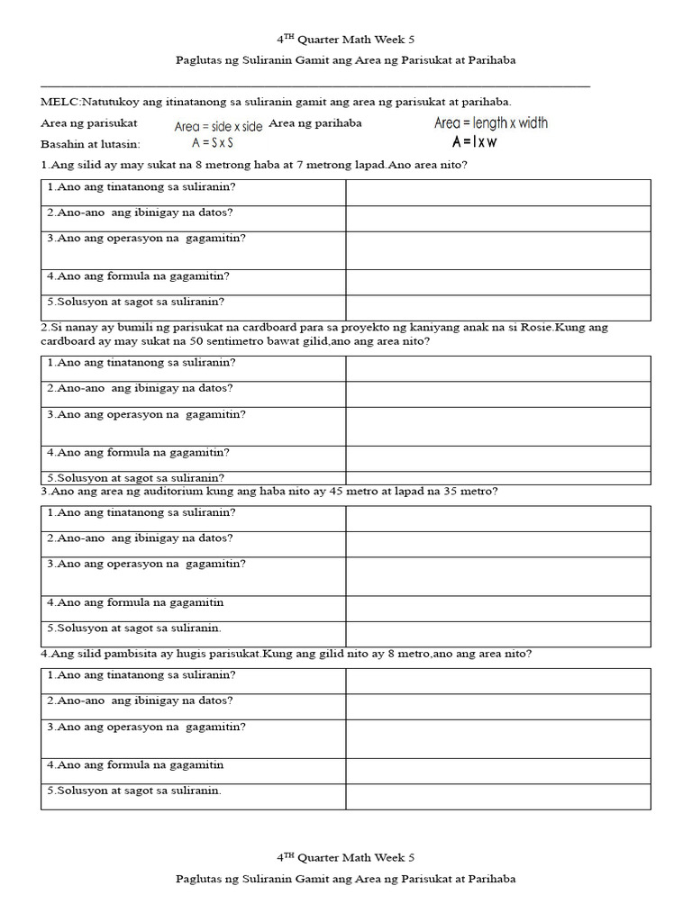 4TH Quarter Math Week 5 | PDF