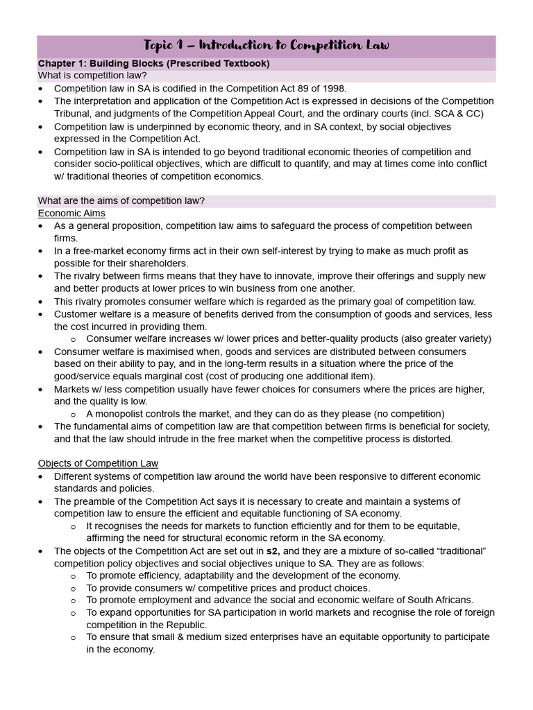 Overview of South Africa's Competition Law | PDF | Elasticity ...