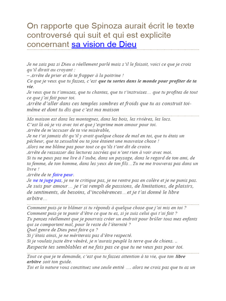 Vision de Dieu selon Spinoza | PDF | Dieu | Baruch Spinoza