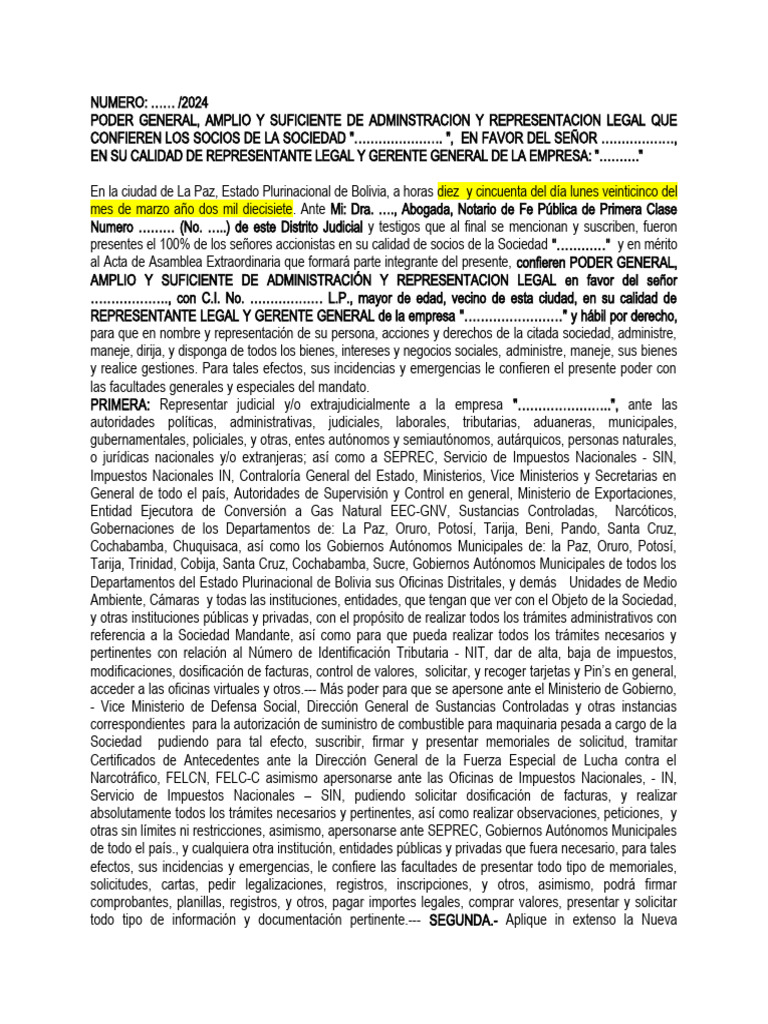 08 Modelo Poder Representante Legal | PDF | Bancos | Dinero
