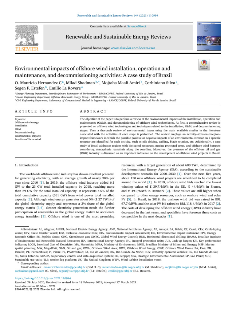 Environmental Impacts of Offshore Wind in Brazil | PDF | Offshore Wind ...