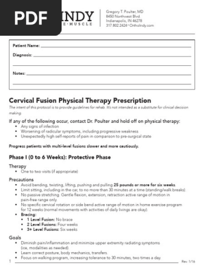 Cervical Fusion Physical Therapy Prescription
