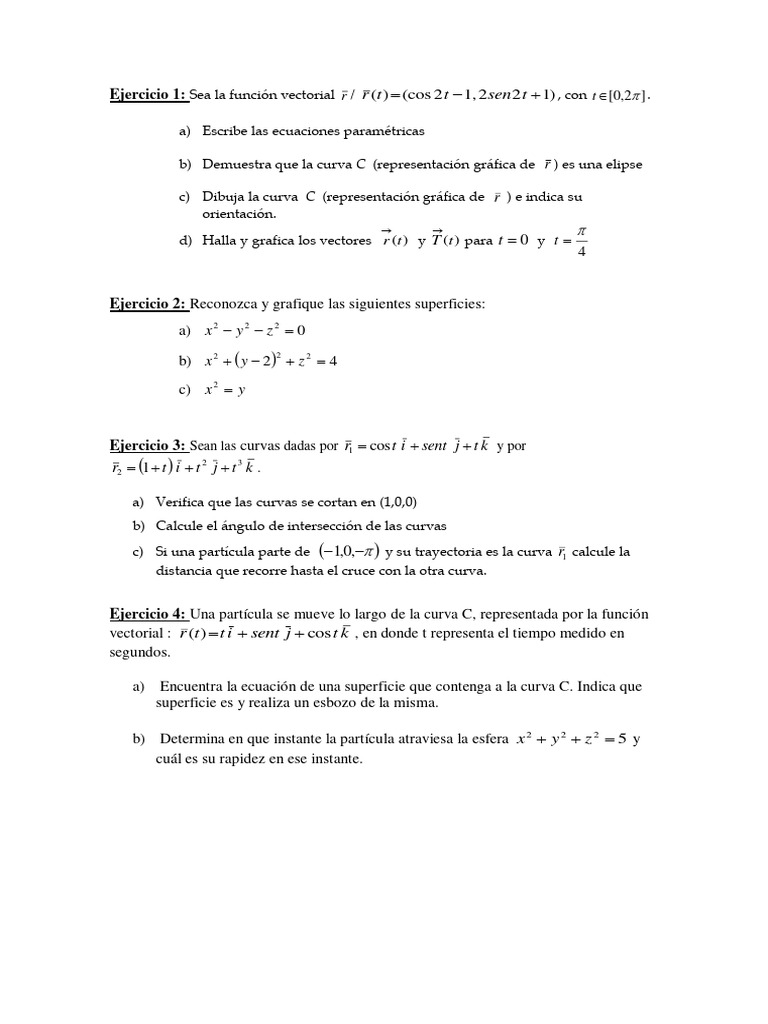 Ejemplo de Ejercicios de Parcial 3 | PDF | Curva | Vector Euclidiano