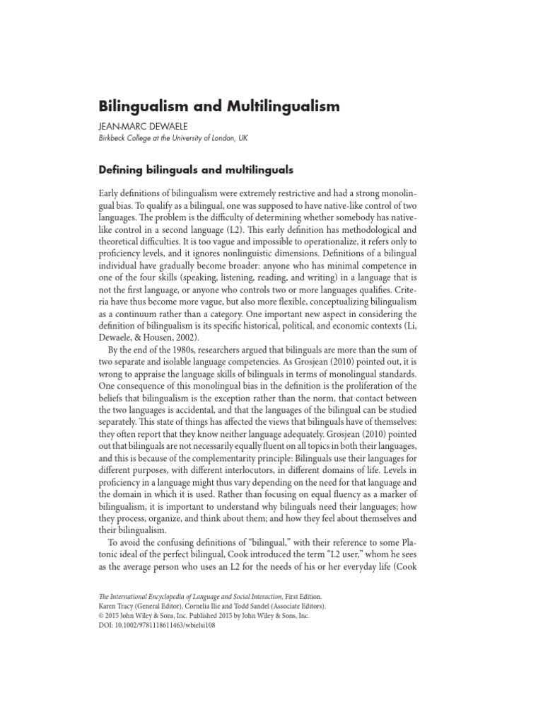 Understanding Bilingualism and Multilingualism | PDF | Multilingualism ...
