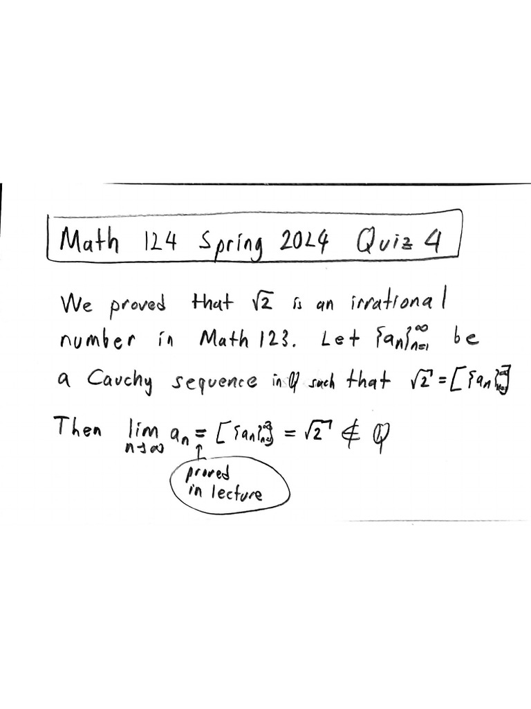 Math 124 Spring 2024 Quiz 4 Solutions | PDF