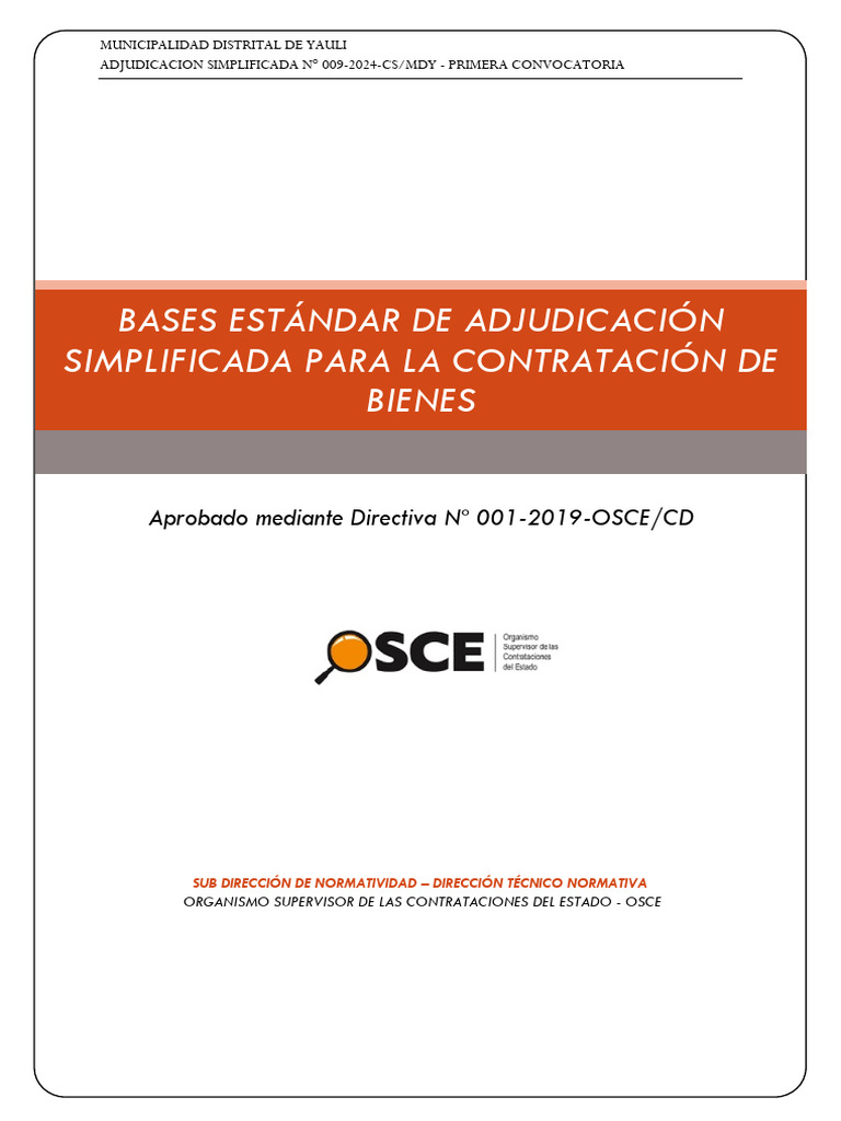 Adjudicación Simplificada 009-2024-CS/MDY | PDF | Apelación | Regulación