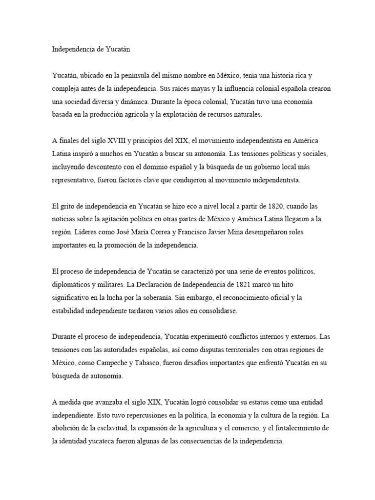 Independencia de Yucatán Descargar gratis PDF México España