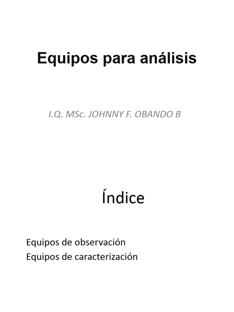 Equipos De Análisis Pdf Microscópio Electrónico Escaneando Química