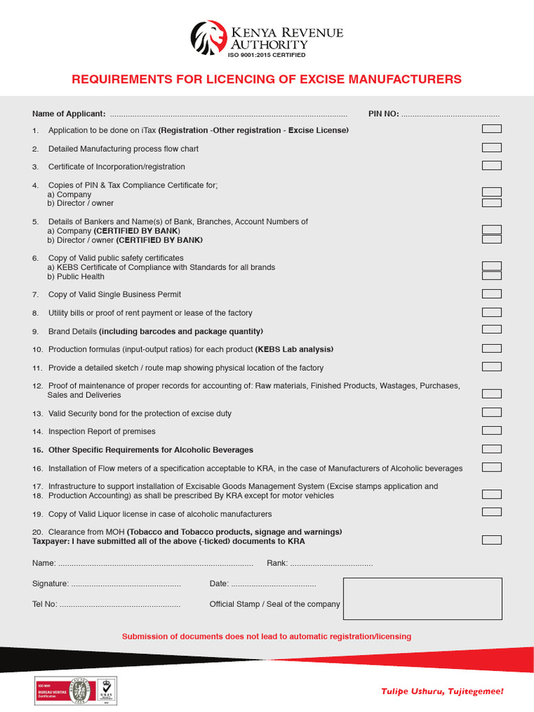 Excise Manufacturer Licensing Requirements | PDF | Excise | Taxation