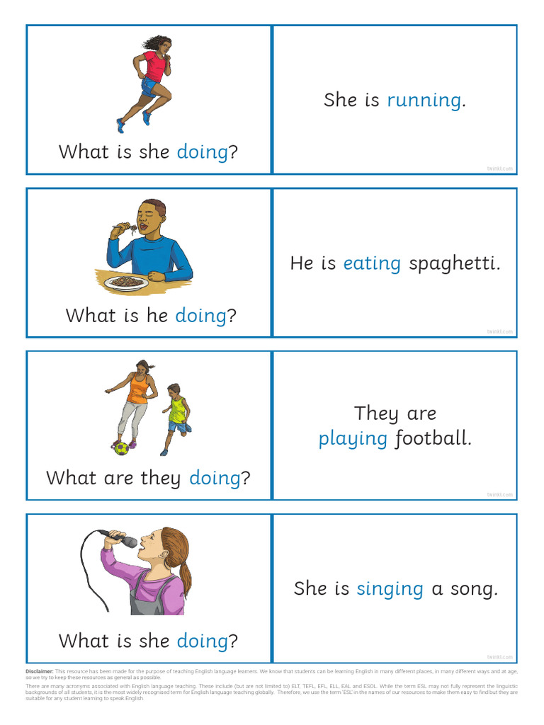 Present Continuous Game Matching Cards Ver 3 | Download Free PDF ...