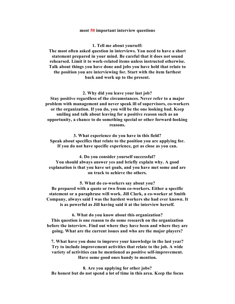 Interview Questions and Answers Guide | PDF | Leadership | Applied ...