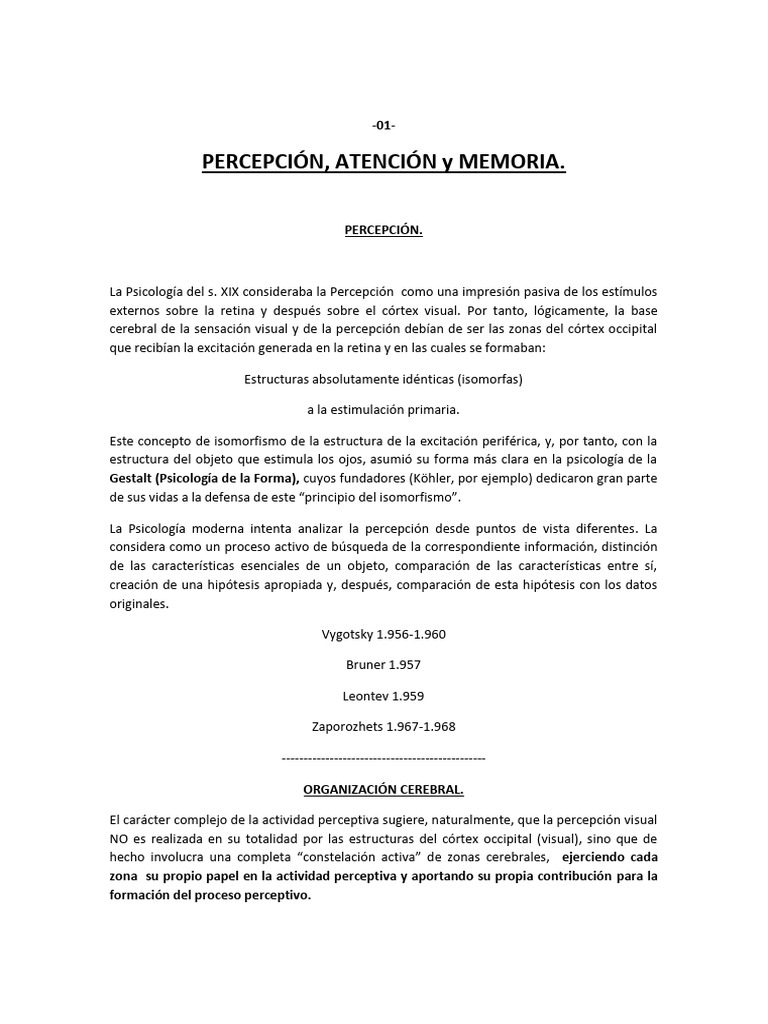 Percepción Atención Y Memoria 4b4b4d53 Pdf Percepción Memoria