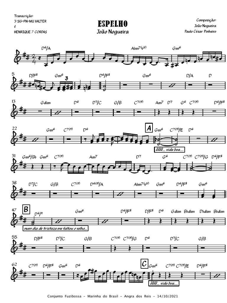 Espelho - João Nogueira - Partitura Completa | PDF