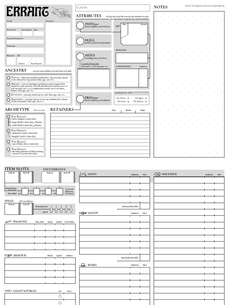 RPG Character Sheet Template | PDF | Tabletop Games | Role Playing Games