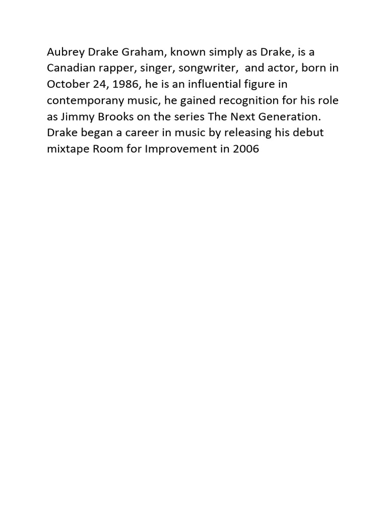 Drake: Influential Canadian Musician | PDF