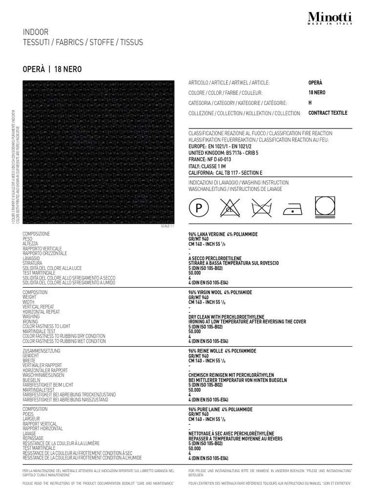 Tissus Contractuels Opéra 18 Noir | PDF | Entretien des textiles ...
