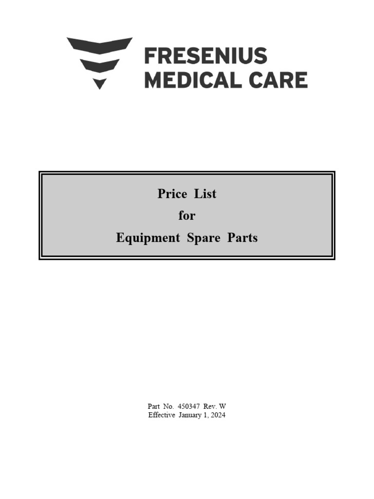 Fresenius 2008T Spare Parts Price List | PDF | Pump | Valve