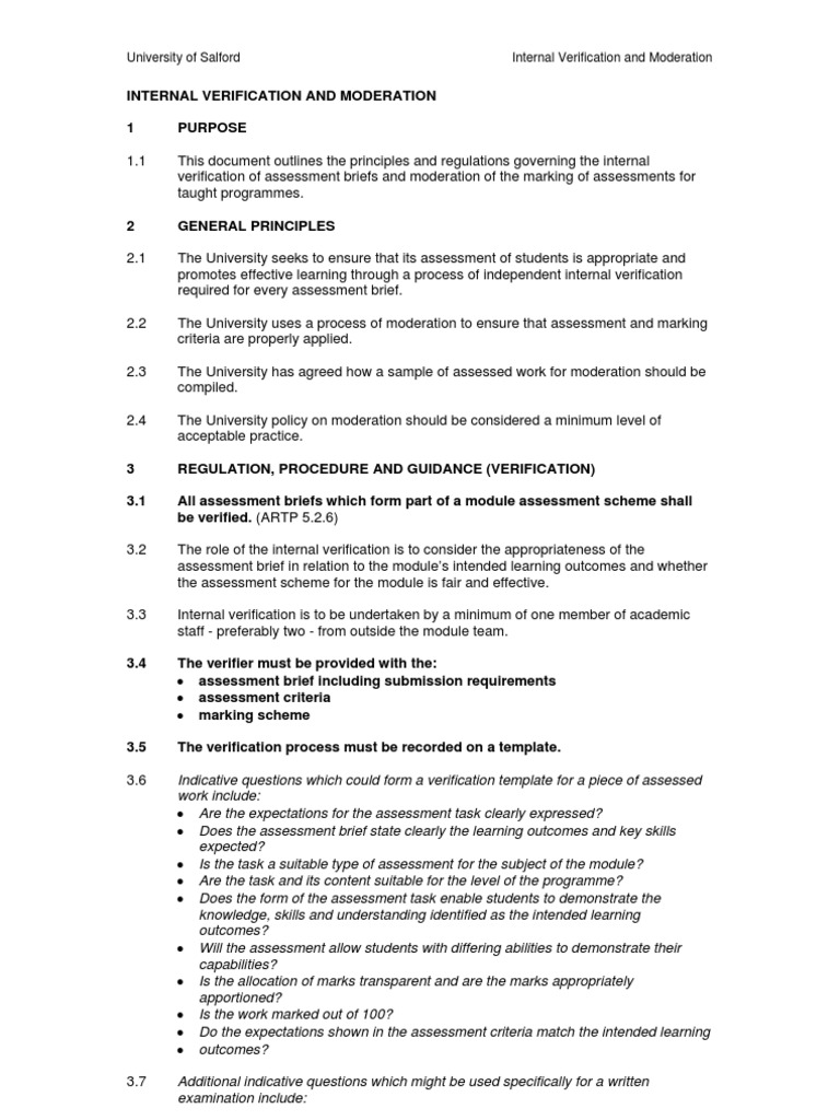 Internal Verification and Moderation | PDF | Verification And ...