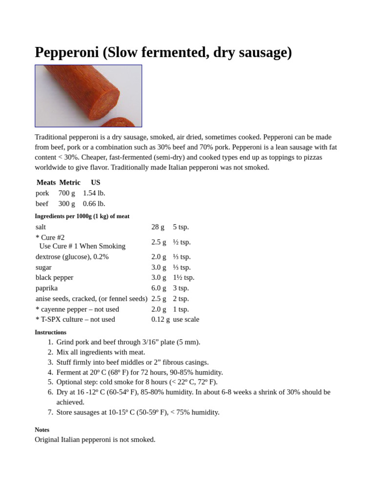 Pepperoni - Smoked | PDF | Cooking, Food & Wine