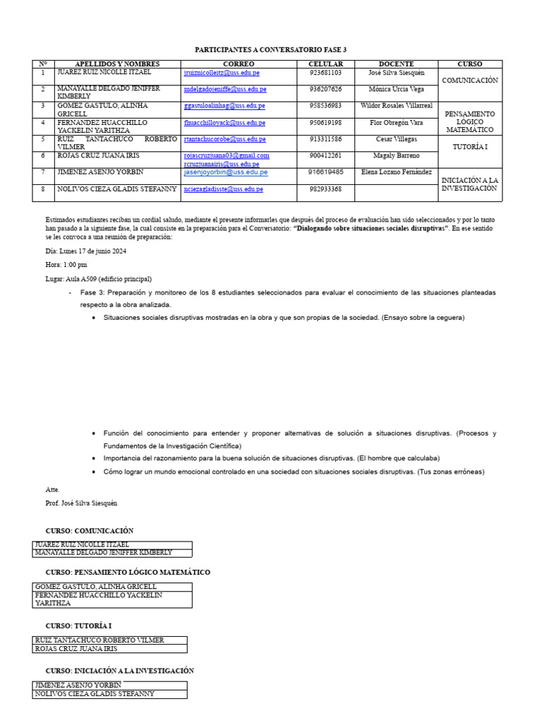 Participantes - Fase 3 | PDF | Cognición | Ciencia cognitiva