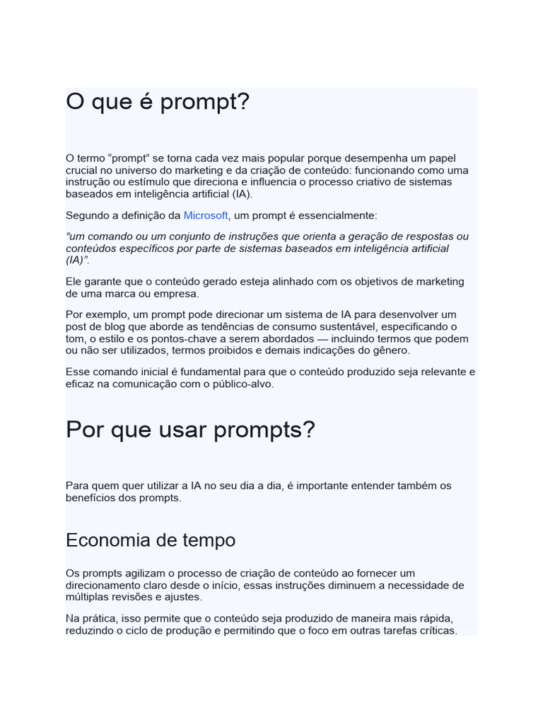 Tipos de Prompts para IA e Marketing | PDF | Inteligência artificial ...