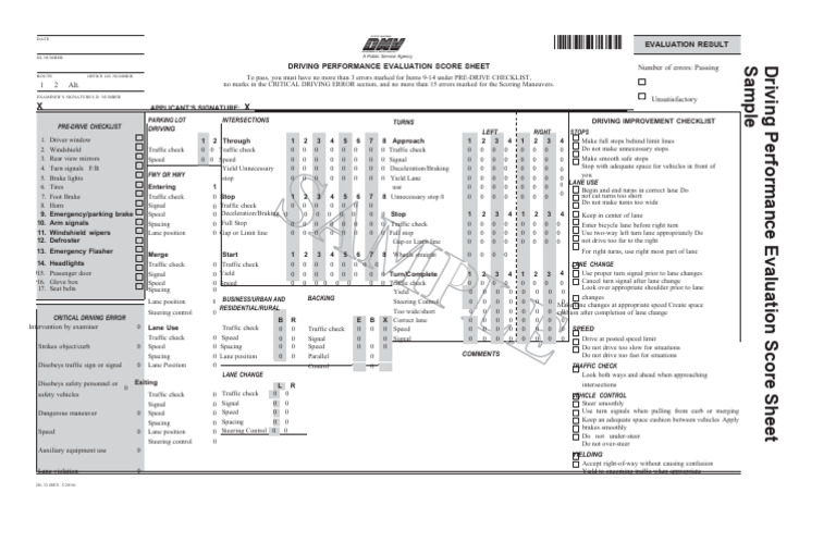 driving-performance-evaluation-score-sheet-sample-download-free-pdf
