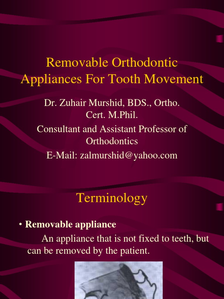 Removable Orthodontic Appliances Guide | PDF | Tooth | Orthodontics
