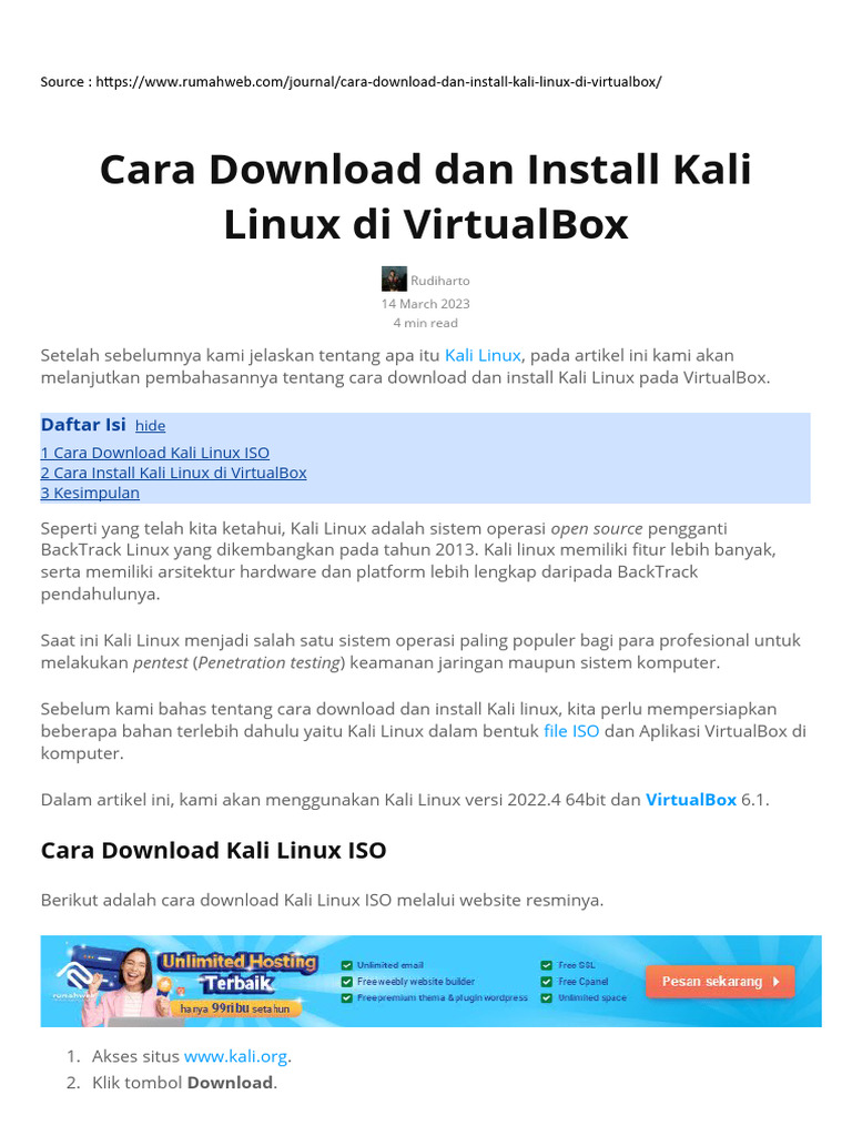 Cara Install Kali Linux di VirtualBox | PDF | Bisnis