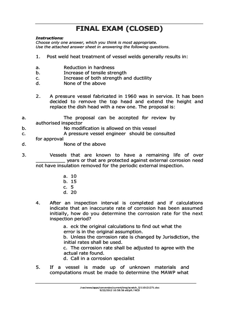 Test api 510 encloused download free pdf welding construction