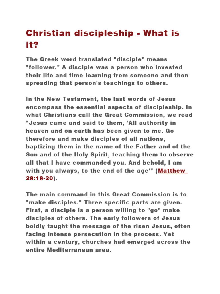 Christian Discipleship Pdf Disciple Christianity Jesus