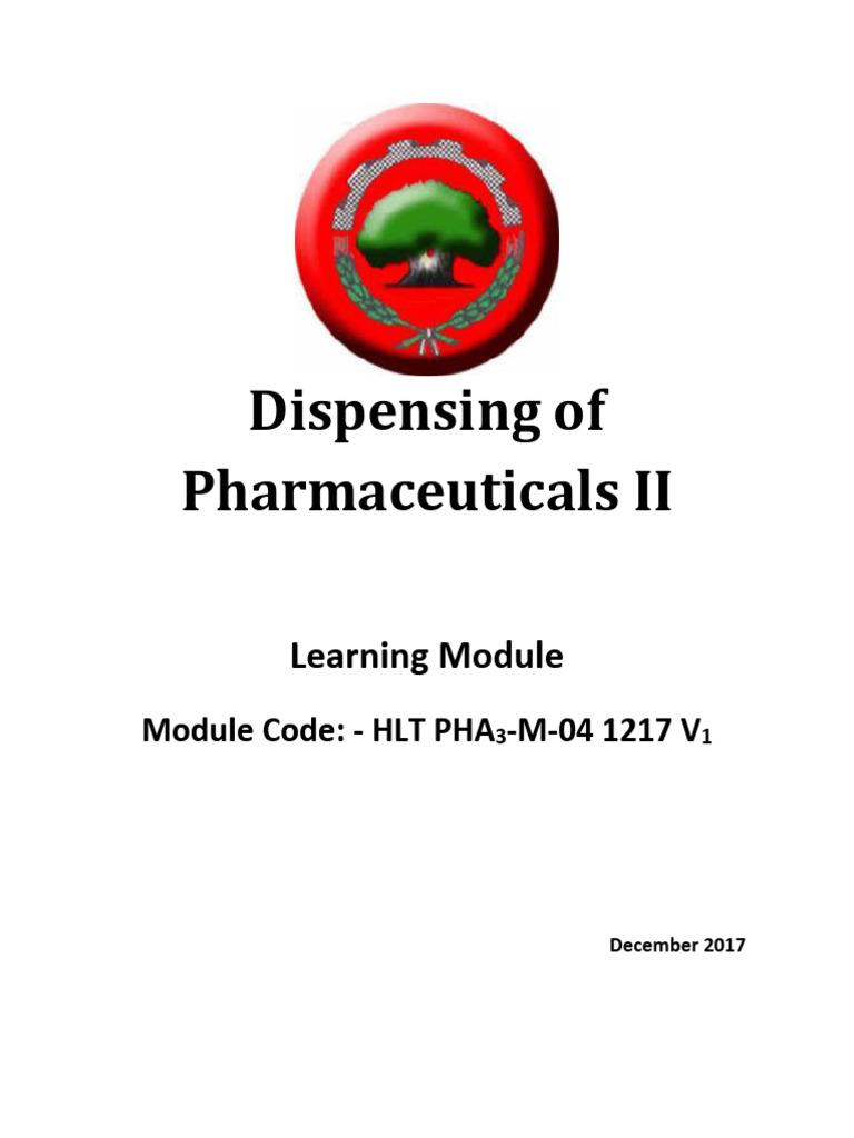 Pha learning module dispensing of pharmaceuticals ii pdf pharmacy