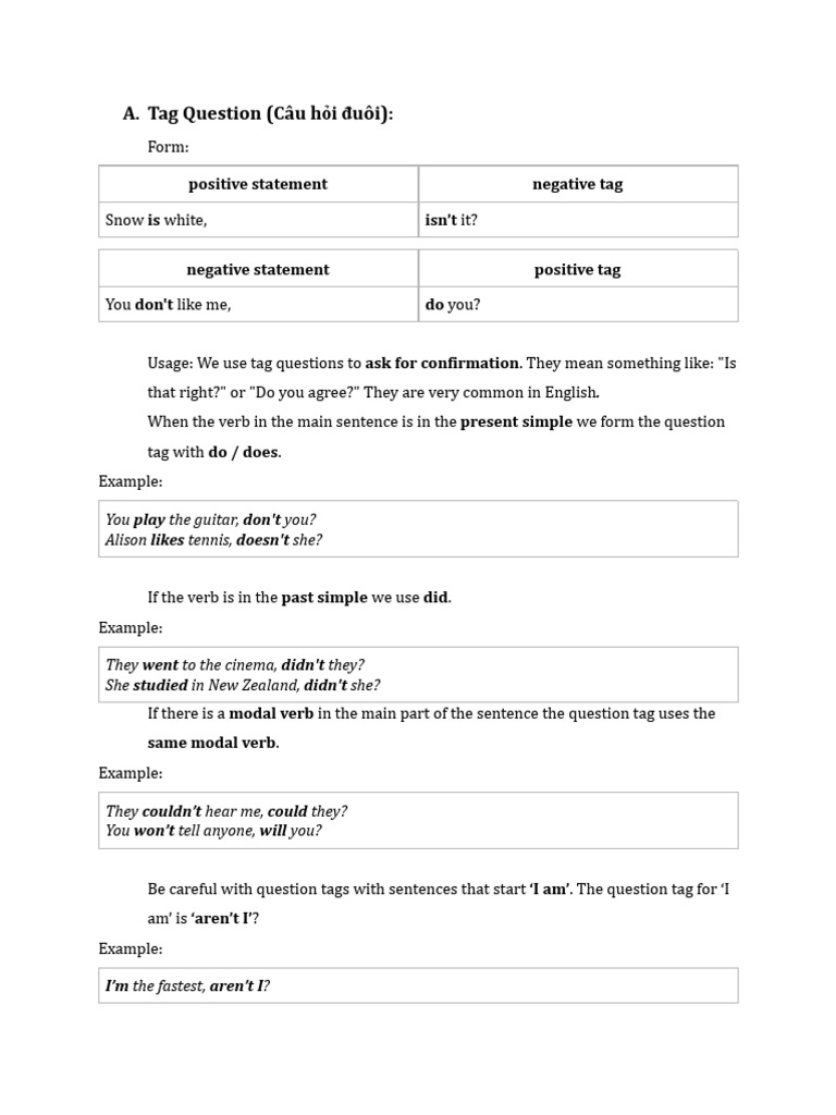 Review Tag Questions and Comparative & Superlative Adjectives | PDF