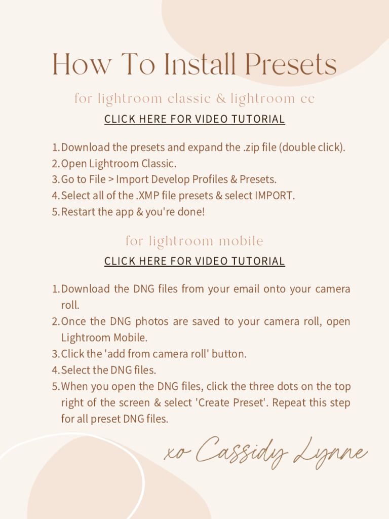 Install Lightroom Presets Guide | PDF | Computers | Technology ...