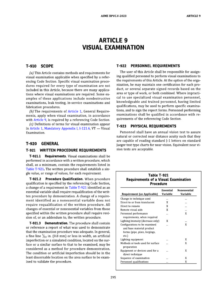 ASME V Art 9 | PDF
