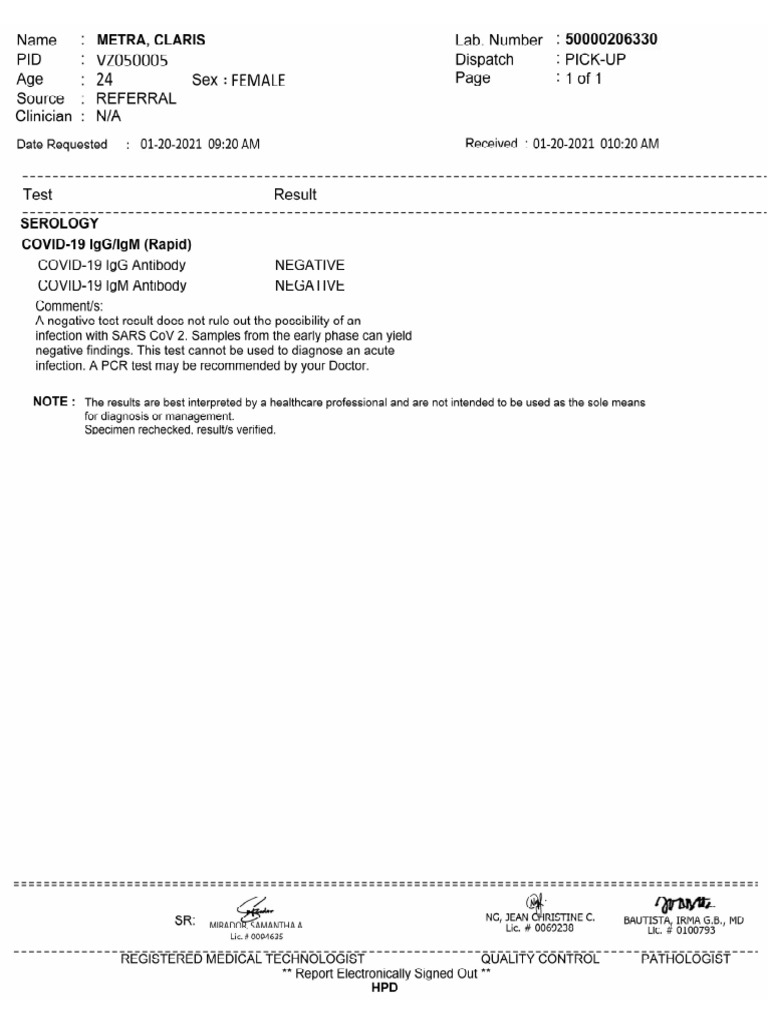 Med Test Cert | PDF