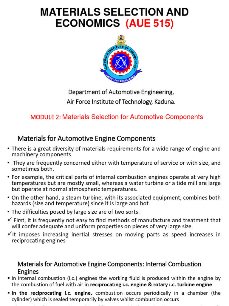 Automotive Engine Materials Selection Guide | PDF | Internal Combustion ...