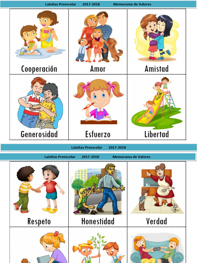 Memorama de Valores para Niños | PDF