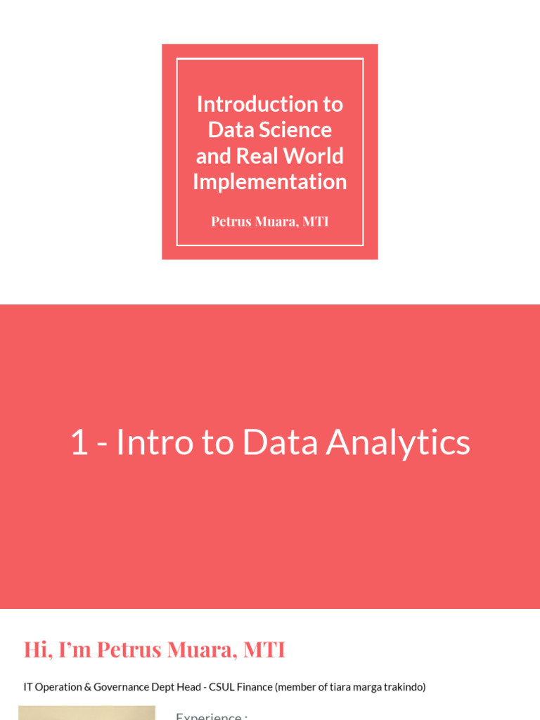 Session 1 - Intro To Data Analytics | PDF
