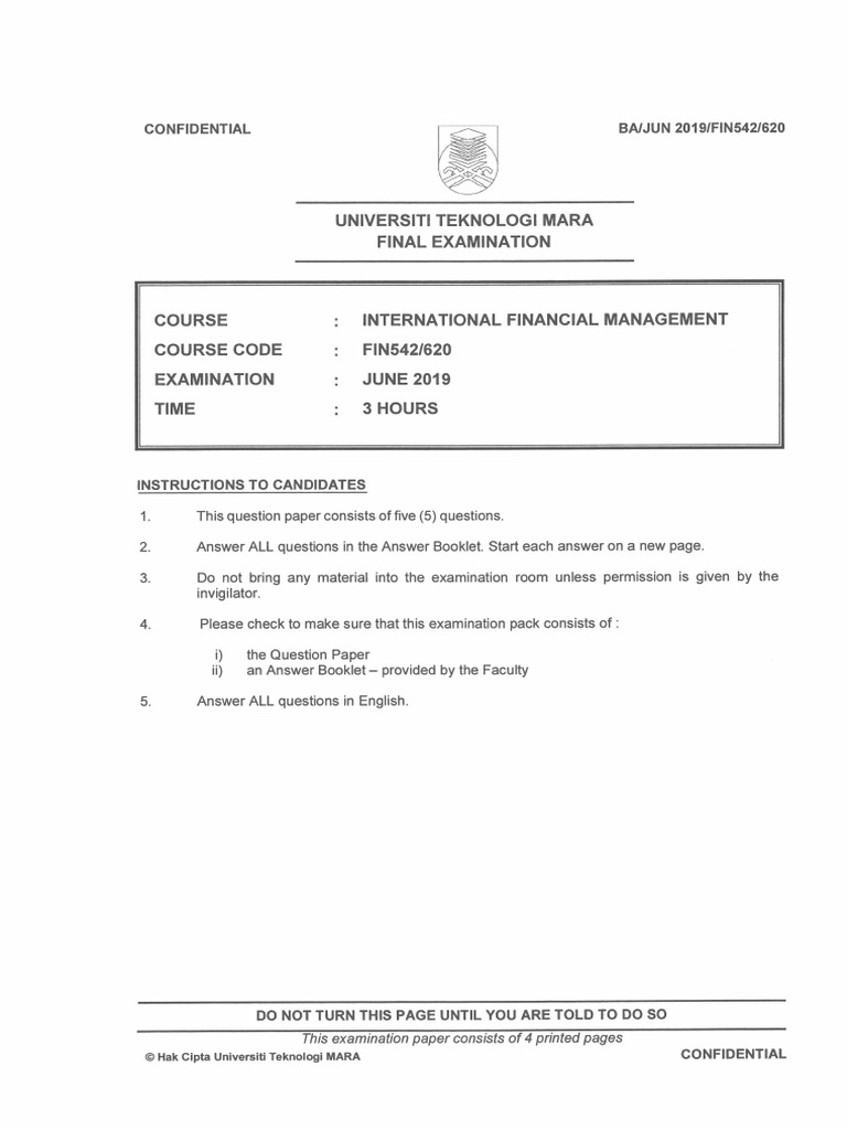 2019 Jun - Session 2 - Degree - Fin542 - 620 | PDF