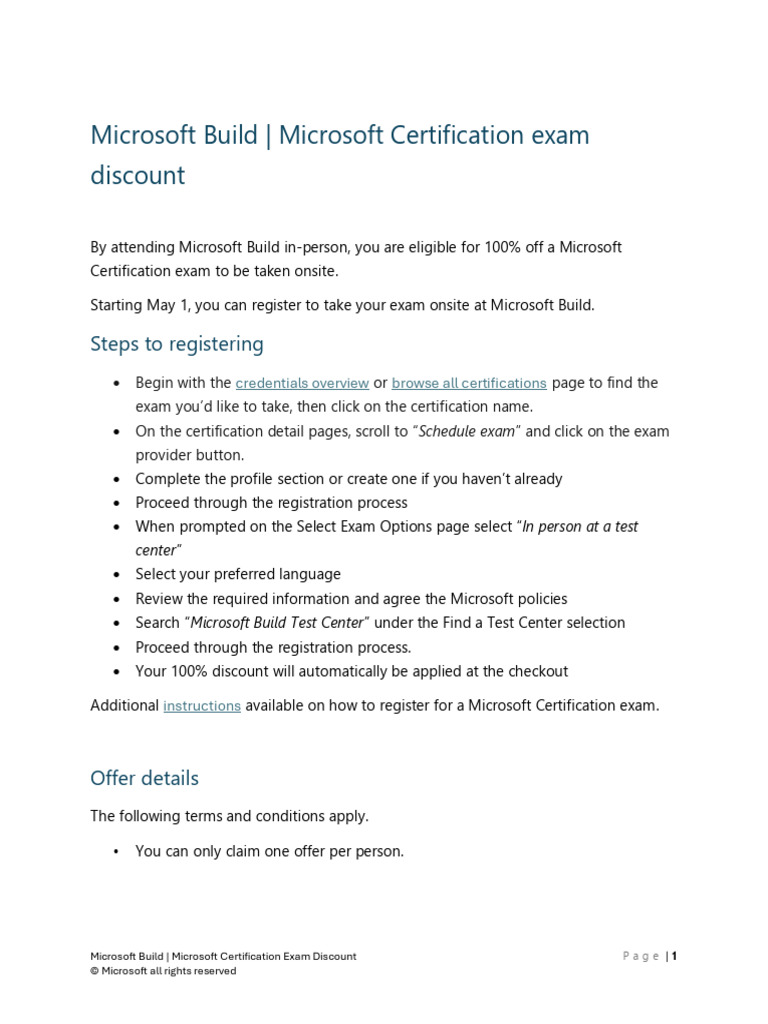 Microsoft Build Microsoft Certification Exam Discount PDF