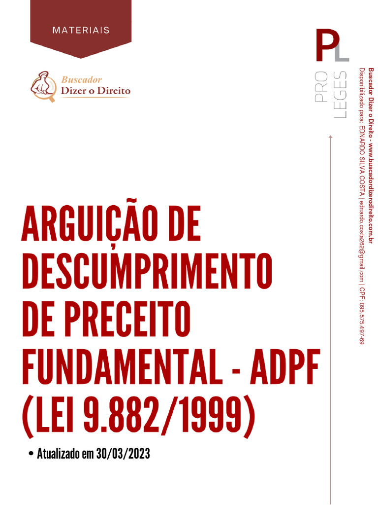 ADPF e Lei 9.882/1999 no STF | PDF | Constituição | Lei Constitucional