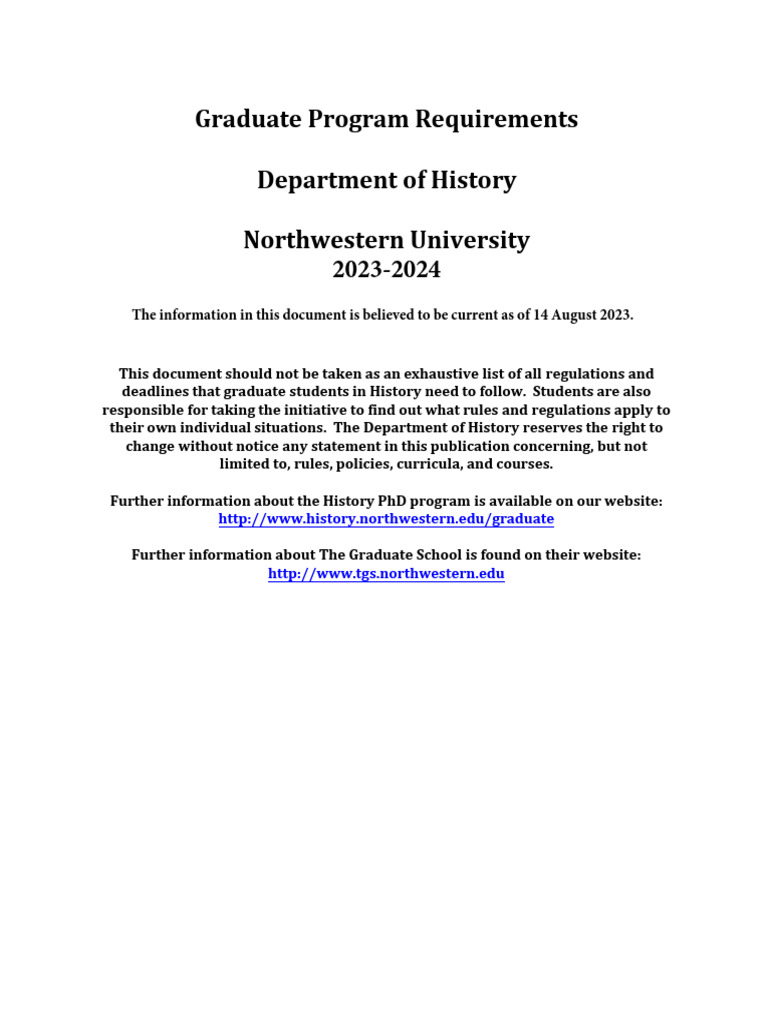 Graduate Program Requirements 23 24 | PDF | Cost Of Living | Thesis