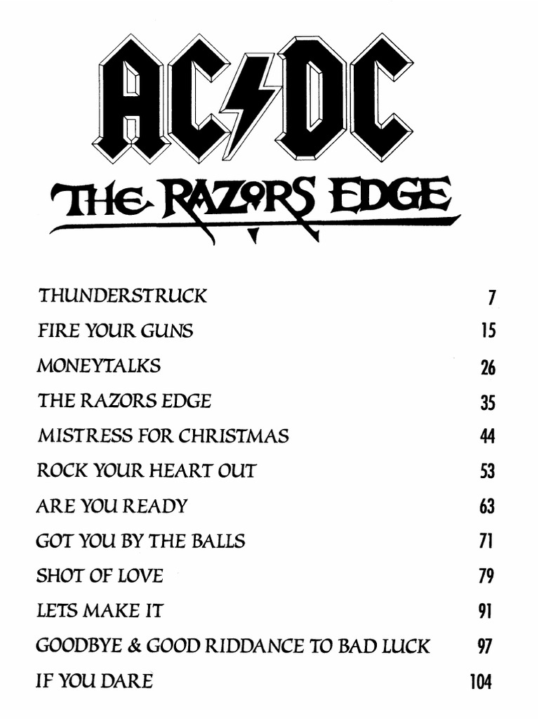 AC_DC - SongBook - The Razors Edge [Full Album] | PDF