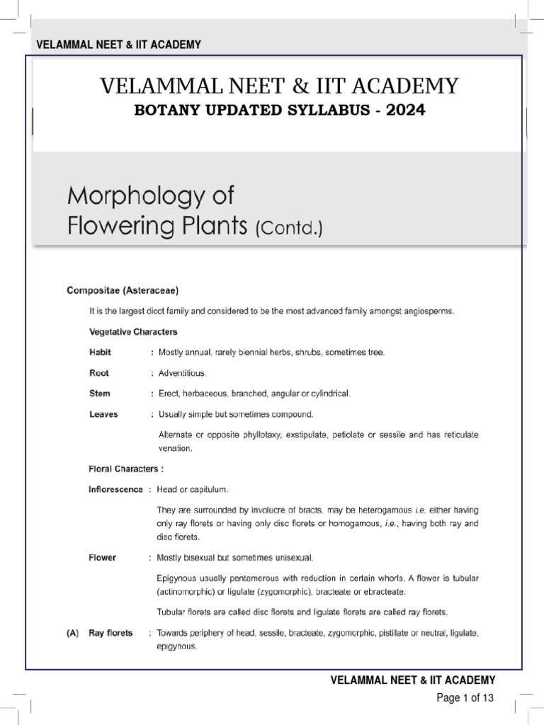 Botany Syllabus 2024 for NEET & IIT | PDF | Petal | Botany