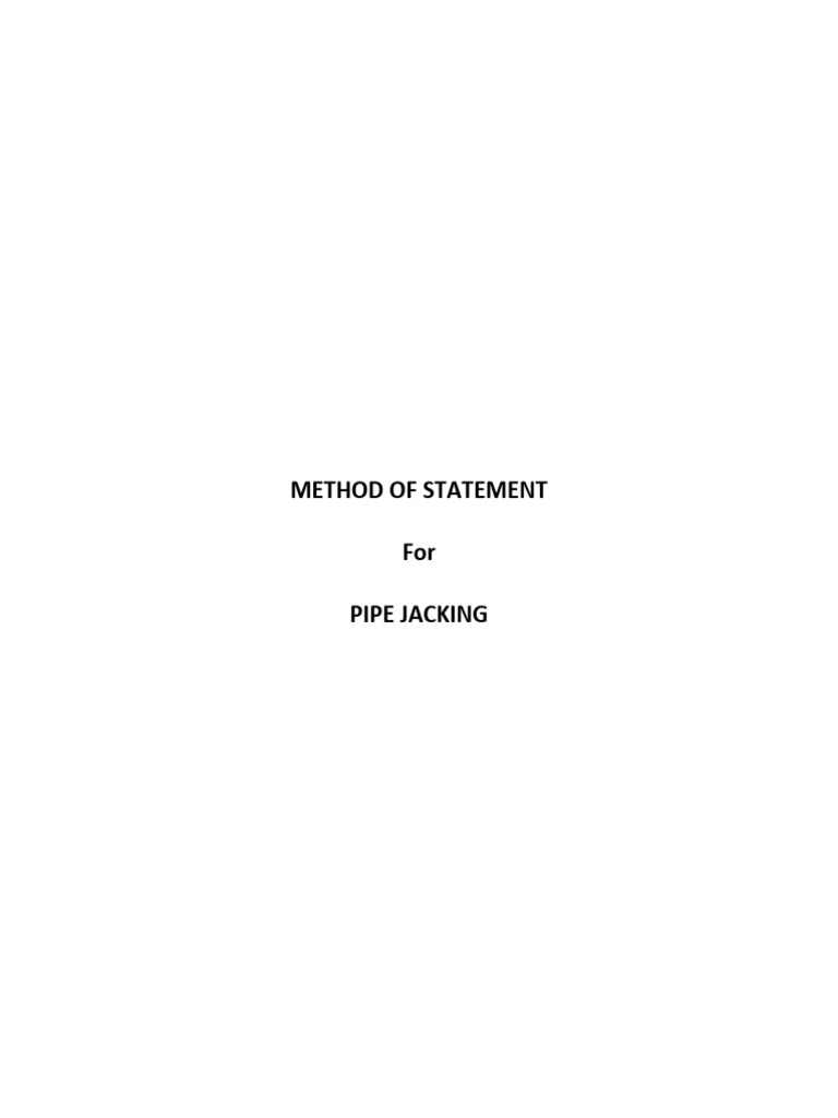 Pipe Jacking Method Statement Guide | PDF | Pipe (Fluid Conveyance ...