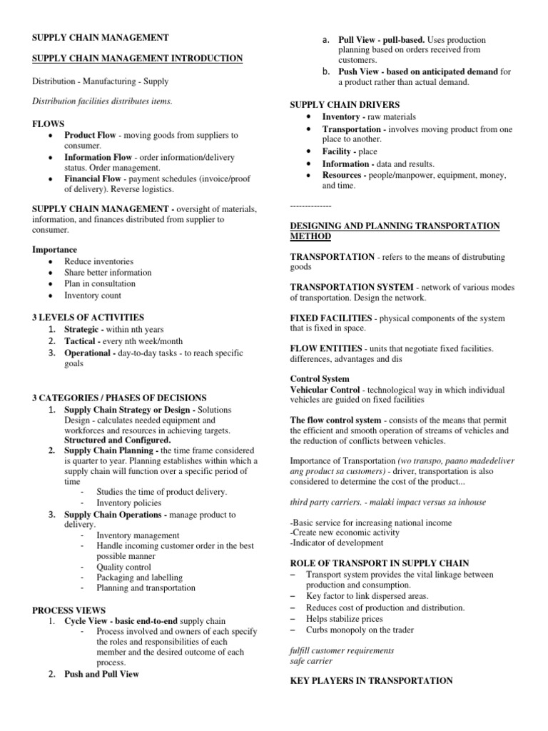 Supply Chain Management Overview | PDF | Supply Chain Management ...