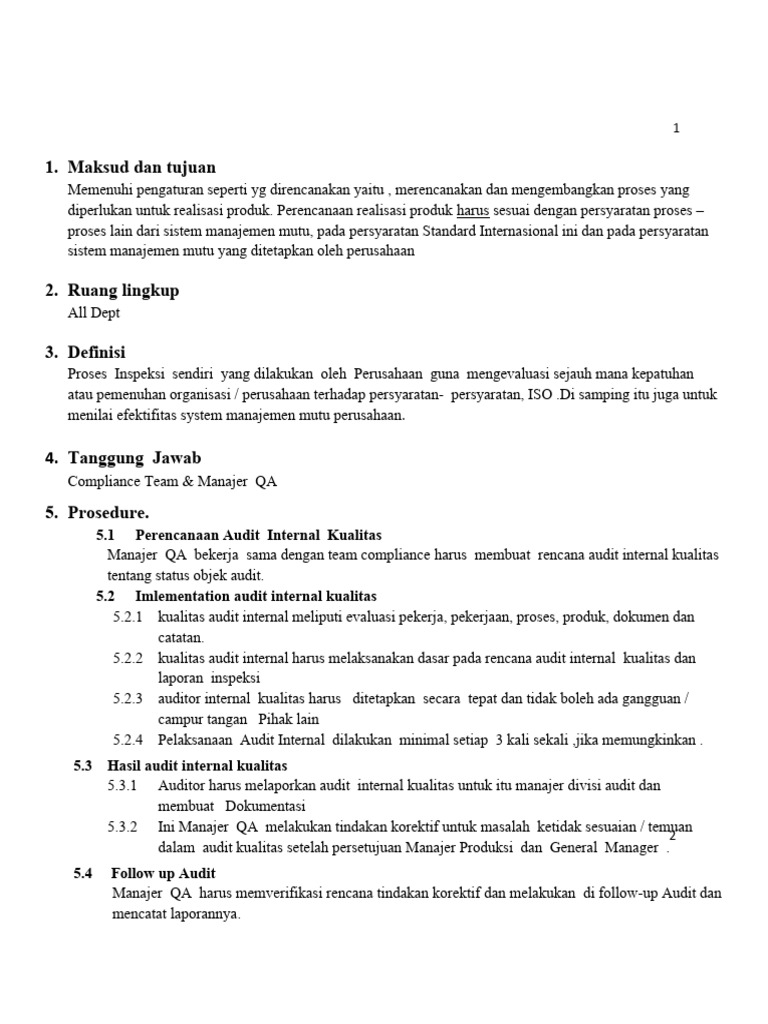 Sop Internal Audit Pdf