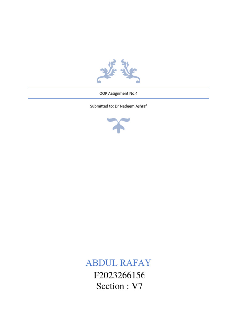 Abdul Rafay OOP Assign No.4 | PDF | Namespace | Computer Programming