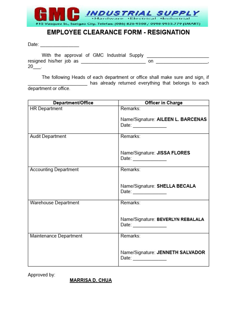 EMPLOYEE CLEARANCE FORM PDF