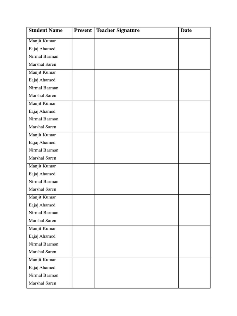 Student Name Attendence | PDF